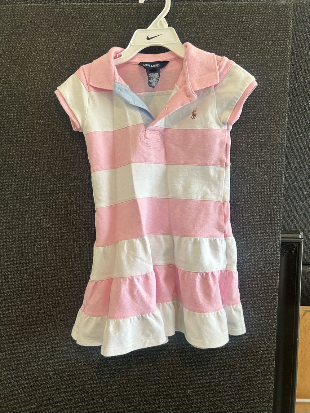 Ralph Lauren Pink and White Striped Polo Dress